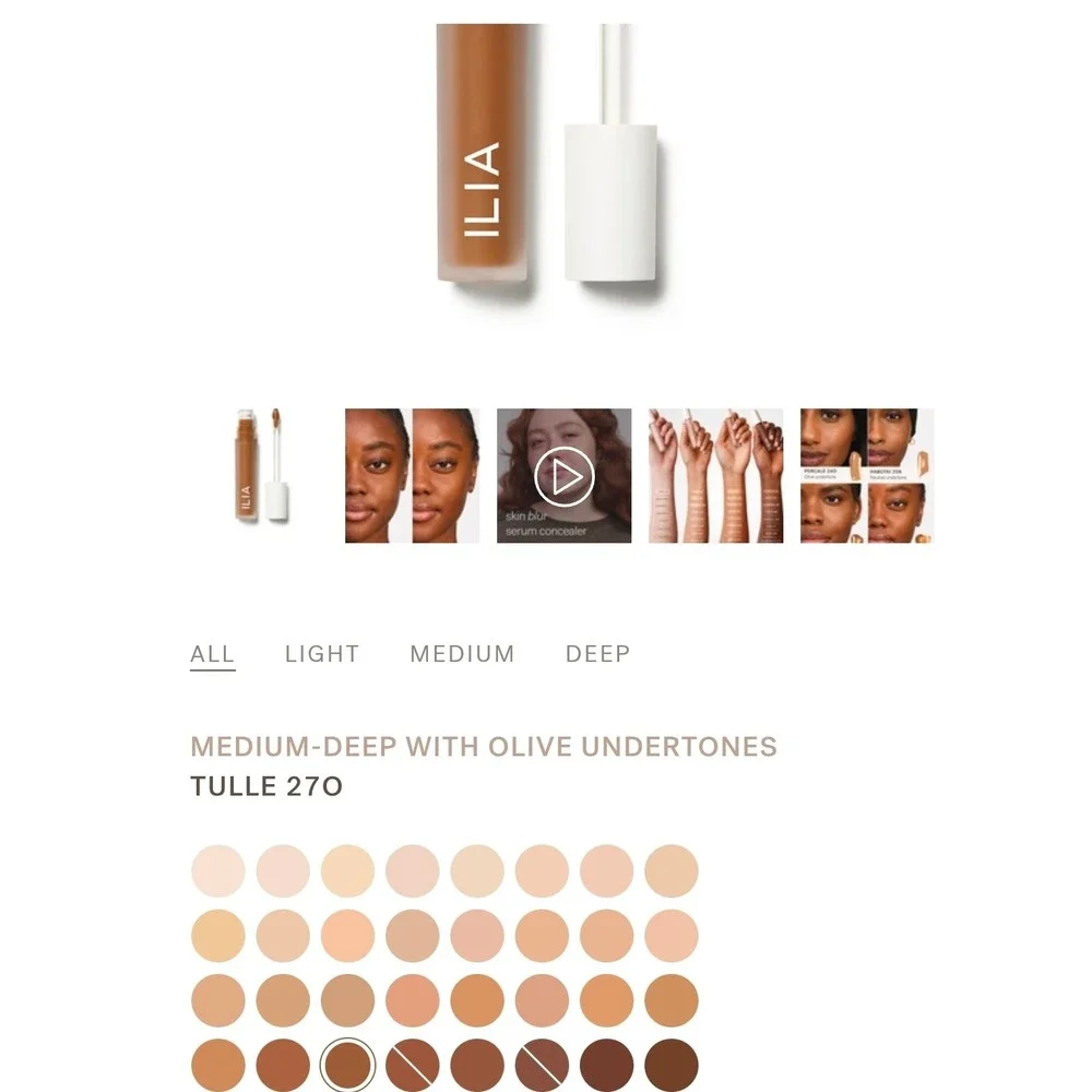 ILIA Skin Blur Serum Concealer Tulle 27O Medium-Deep Olive Undertones 0.2oz NEW